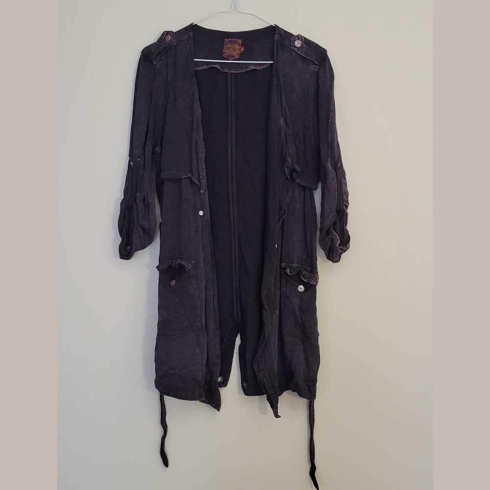Lee Cooper Outer Wear Cardigan. Size Mudium, M. Washed Black with Brown color